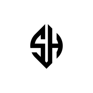 Beyaz arkaplanda izole edilmiş basit şekil biçimi geometrik tasarım şablonuna sahip SH Monogram logo harfi