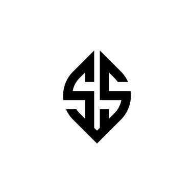 SS Monogram logo harfi beyaz arkaplanda izole edilmiş basit şekil biçimi geometrik tasarım şablonu