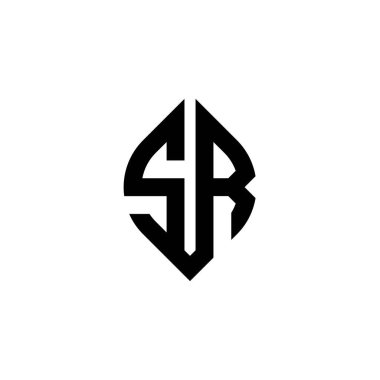 Beyaz arkaplanda izole edilmiş basit şekil biçimi geometrik tasarım şablonu içeren SR Monogram logo harfi