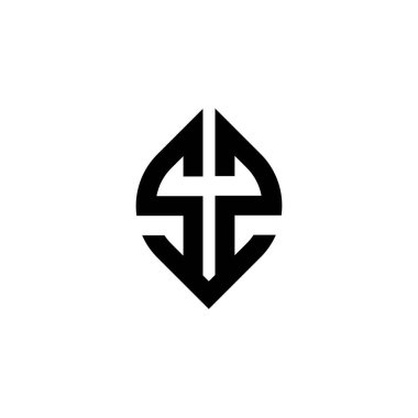 SZ Monogram logo harfi beyaz arkaplanda izole edilmiş basit şekil biçimi geometrik tasarım şablonu