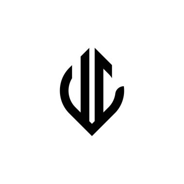 Beyaz arkaplanda izole edilmiş basit şekil biçimi geometrik tasarım şablonuna sahip UJ Monogram logo harfi