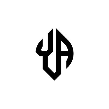 Beyaz arkaplanda izole edilmiş YA Monogram logo harfi basit şekil biçimi geometrik tasarım şablonu