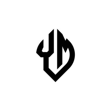 Beyaz arkaplanda izole edilmiş basit bir şekil biçimi geometrik tasarım şablonuna sahip YM Monogram logo harfi