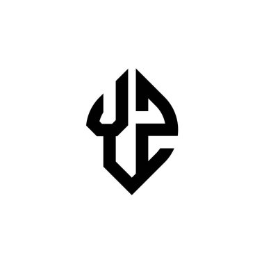 Beyaz arkaplanda izole edilmiş YZ Monogram logo harfi basit şekil biçimi geometrik tasarım şablonu