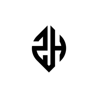 Beyaz arkaplanda izole edilmiş ZH Monogram logo harfi basit şekil biçimi geometrik tasarım şablonu