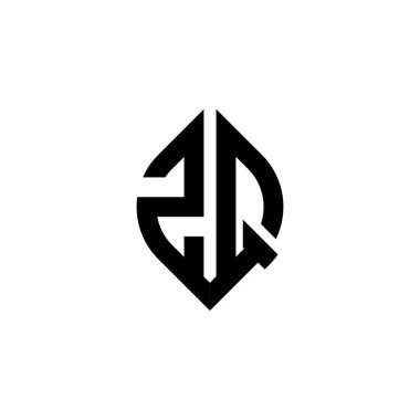 ZQ Monogram logo harfi beyaz arkaplanda izole edilmiş basit şekil biçimi geometrik tasarım şablonu
