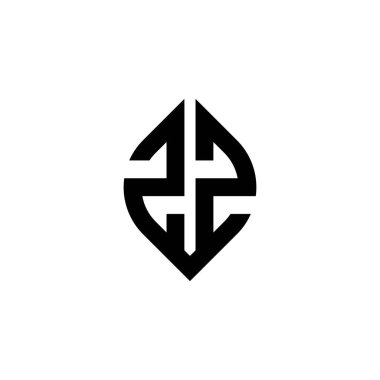 Beyaz arkaplanda izole edilmiş ZZ Monogram logo harfi basit şekil biçimi geometrik tasarım şablonu