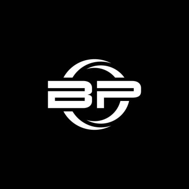 Basınç Monogram logo harfi basit şekil ve yuvarlak tasarım şablonu siyah arkaplanda izole