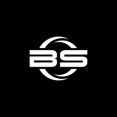 BS Monogram logo harfi basit şekil ve yuvarlak tasarım şablonu siyah arkaplan üzerinde izole