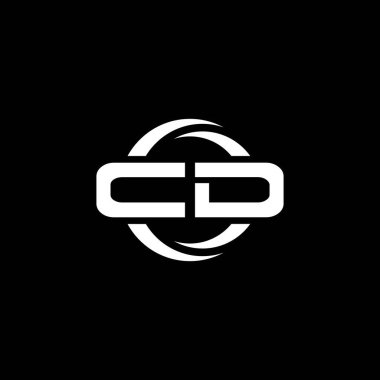 CD Monogram logo harfi basit şekil ve yuvarlak tasarım şablonu siyah arkaplan üzerinde izole
