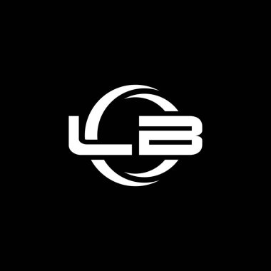 LB Monogram logo harfi basit şekil ve yuvarlak tasarım şablonu siyah arkaplanda izole
