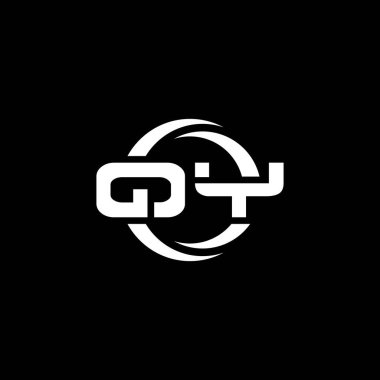 QY Monogram logo harfi basit şekil ve yuvarlak tasarım şablonu siyah arkaplan üzerinde izole