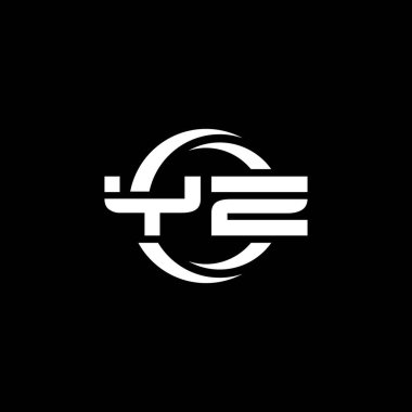 Siyah arkaplanda izole edilmiş YZ Monogram logo harfi ve yuvarlak tasarım şablonu