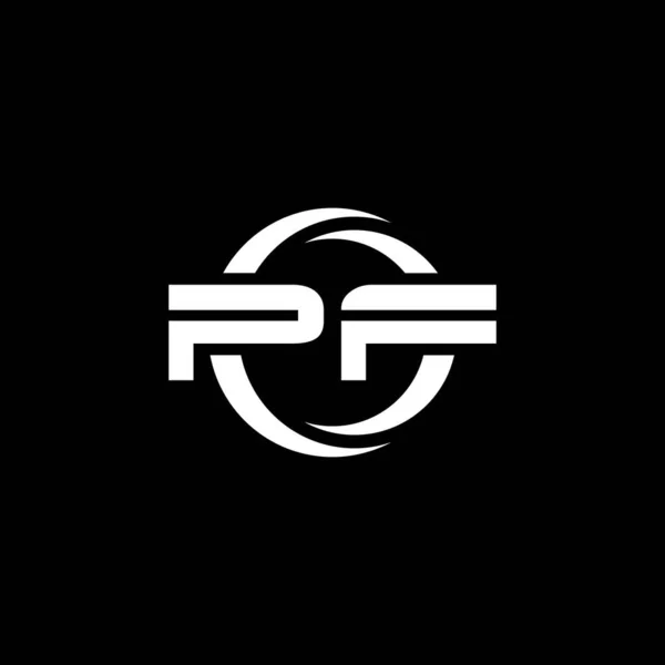 黒を基調としたシンプルな形状と丸みを帯びたデザインのテンプレートを持つPfモノグラムのロゴレター — ストックベクタ