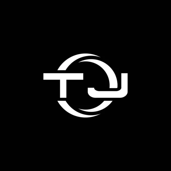 Logo Písmeno Jednoduchým Tvarem Kruhovým Zaobleným Designem Šablony Izolované Černém — Stockový vektor