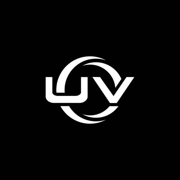 Лист Логотипом Monogram Простою Формою Круглим Дизайном Шаблон Ізольований Чорному — стоковий вектор