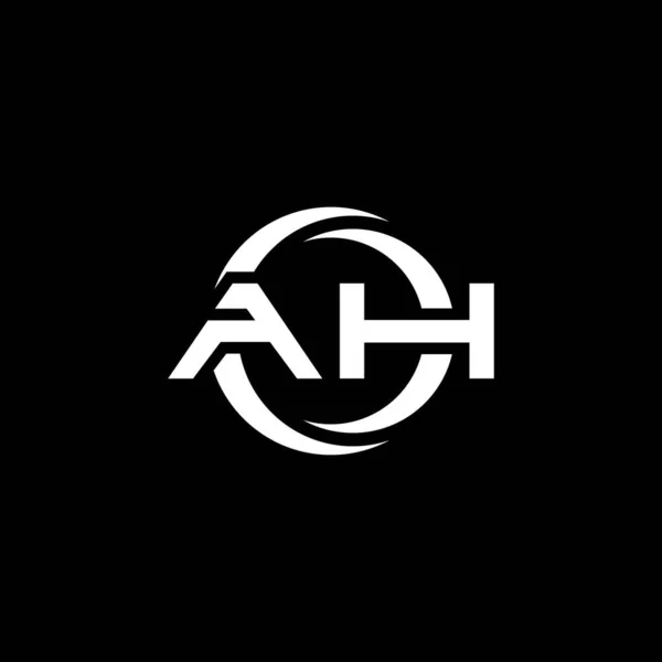 Monogram Logo Harfi Basit Şekil Yuvarlak Tasarım Şablonu Siyah Arkaplan — Stok Vektör