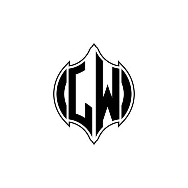 Gemoteric çizgili JW Monogram logo harfi izole arkaplanda yuvarlak biçim tasarımı, silinmiş harf monogramı