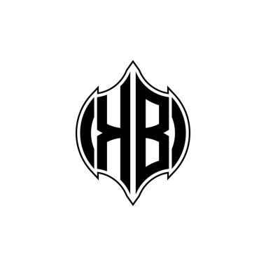 Gemoteric çizgisi olan KB Monogram logo harfi izole arkaplanda yuvarlak biçim tasarımı, silinmiş harf monogramı