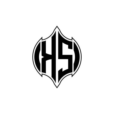 KS Monogram logo harfi Gemoteric çizgisi ile izole arkaplanda yuvarlak biçim tasarımı, silinmiş harf monogramı