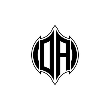 Gemoteric çizgisi olan OA Monogram logo harfi izole arkaplanda yuvarlak biçim tasarımı, silinmiş harf monogramı