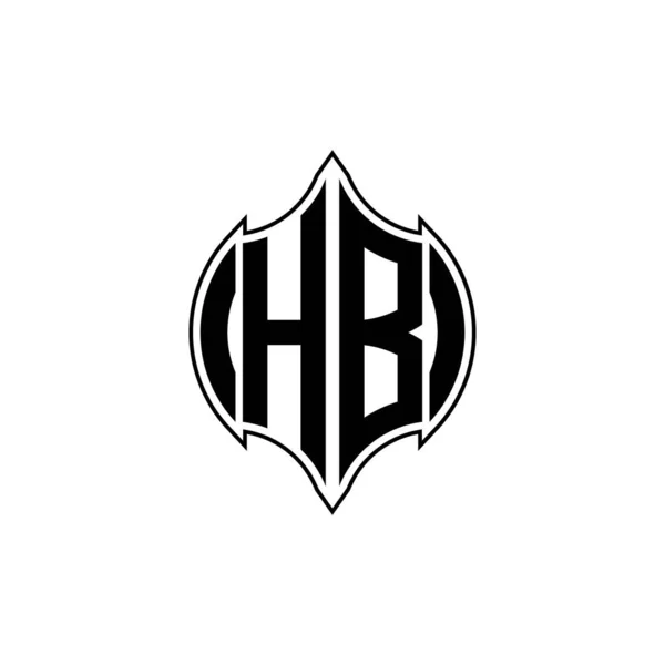 Hb简体字标识字母 带有象形文字线 在孤立的背景下圆形样式设计 页岩字母 — 图库矢量图片