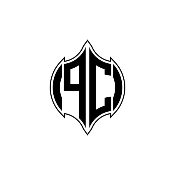 Pcモノグラムのロゴは 孤立した背景に宝石学ライン丸みを帯びた形状のデザインの手紙 文字のモノグラムを流す — ストックベクタ