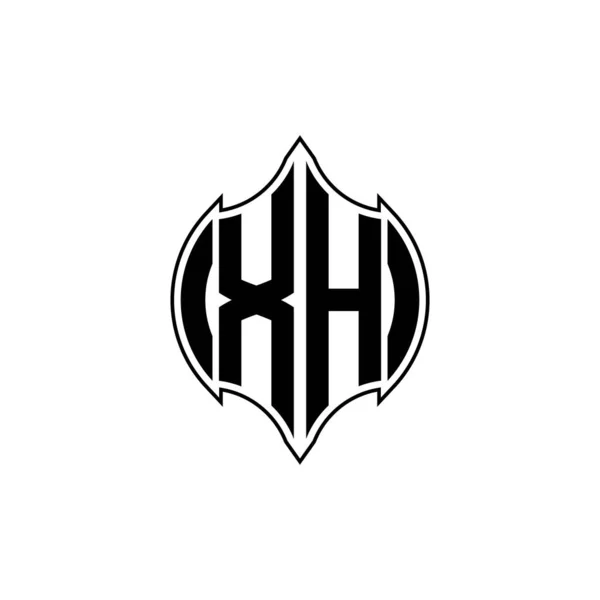 Xh单字标识字母 带有木纹线圆型图案设计 背景孤立 字母表单字 — 图库矢量图片
