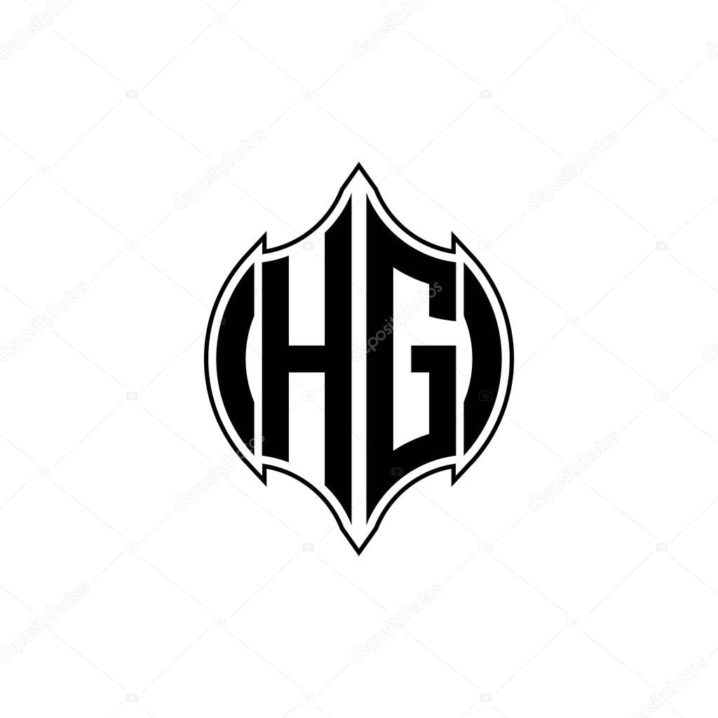 HG Monogram logo letter with Gemoteric line rounded shape style design on isolated background, shiled letter monogram