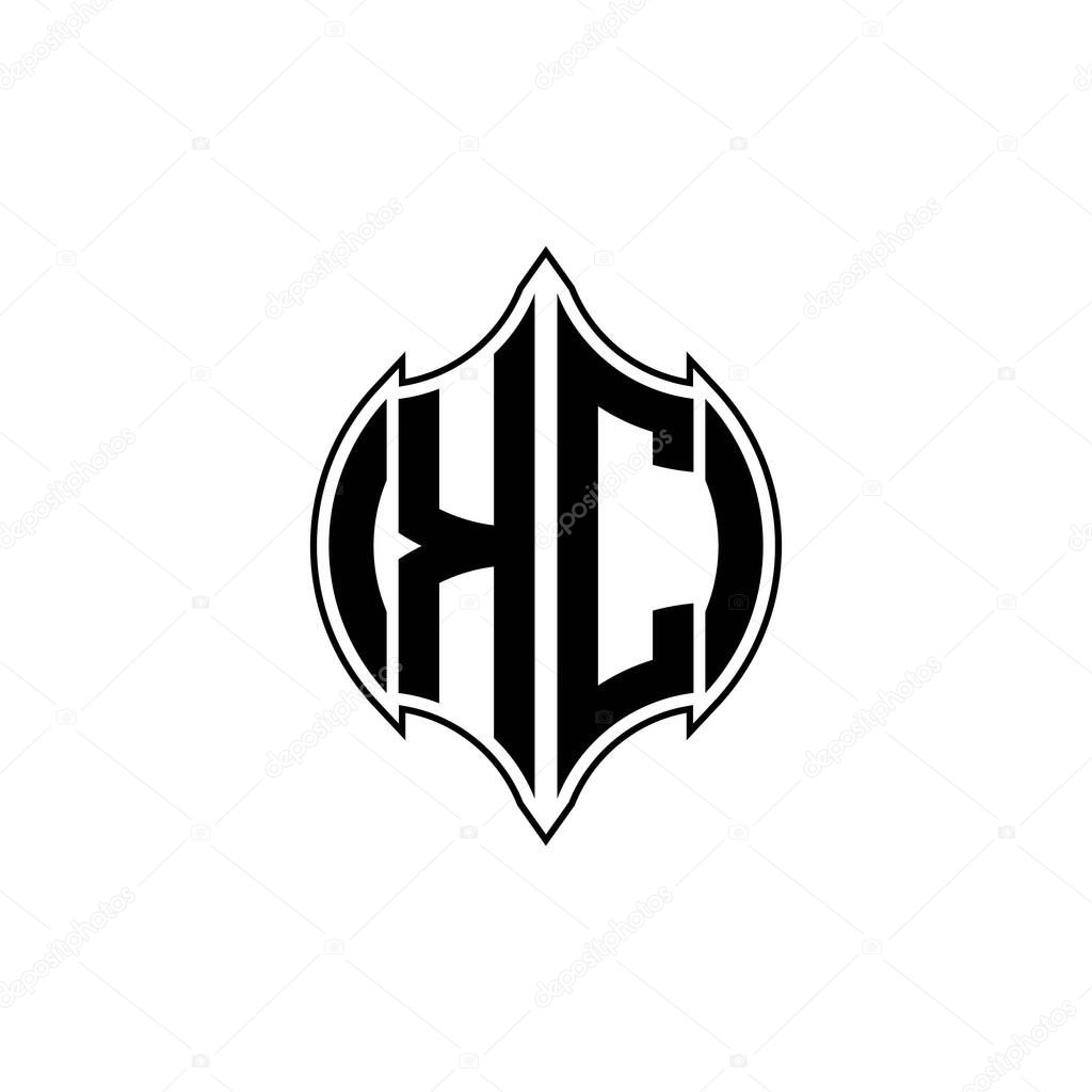 KC Monogram logo letter with Gemoteric line rounded shape style design on isolated background, shiled letter monogram