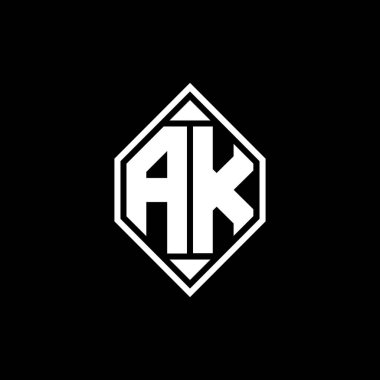 Gemoterik çizgili AK Monogram logo harfi izole arkaplanda yuvarlak şekil tasarımı, harf monogramı
