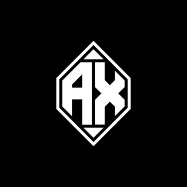 Gemoteric çizgili AX Monogram logo harfi izole arkaplanda yuvarlak biçim tasarımı, silinmiş harf monogramı