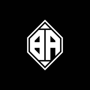 BA monogram logo harfi Gemoteric çizgisi izole arkaplanda yuvarlak biçim tasarımı, harf monogramı