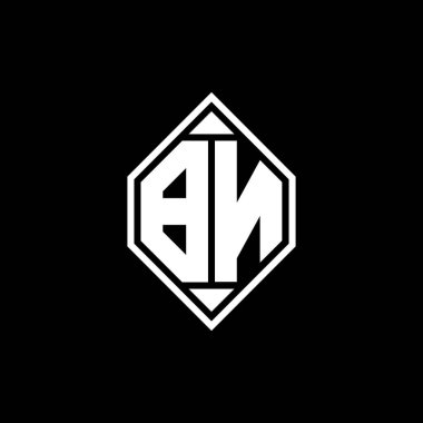 Gemoteric çizgili BN Monogram logo harfi izole arkaplanda yuvarlak biçim tasarımı, silinmiş harf monogramı