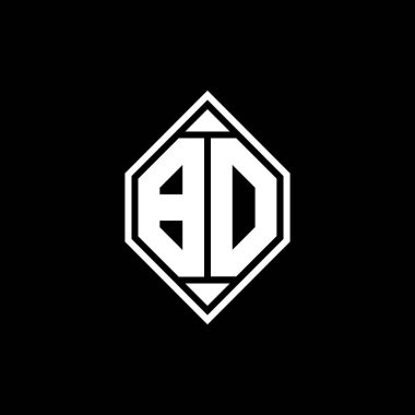 Gemoteric çizgili BO monogram logo harfi izole arkaplanda yuvarlak biçim tasarımı, silinmiş harf monogramı
