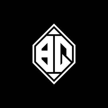 Gemoteric çizgili BQ Monogram logo harfi izole arkaplanda yuvarlak biçim tasarımı, silinmiş harf monogramı