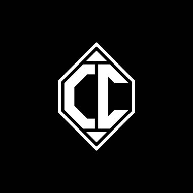 Gemoteric çizgili CC Monogram logo harfi izole arkaplanda yuvarlak biçim tasarımı, silinmiş harf monogramı