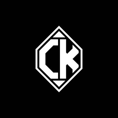 CK Monogram logo harfi Gemoteric çizgisi izole arkaplanda yuvarlak biçim tasarımı, silinmiş harf monogramı