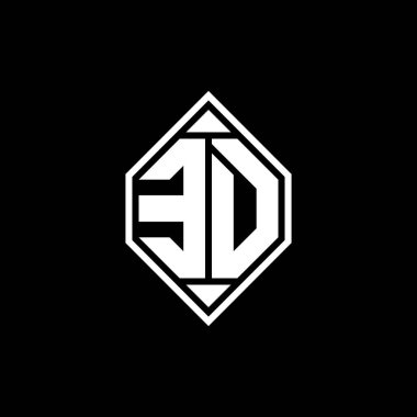 Gemoteric çizgisi olan ED monogram logo harfi izole arkaplanda yuvarlak biçim tasarımı, silinmiş harf monogramı