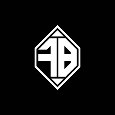 Gemoteric çizgisi olan FB Monogram logo harfi izole arkaplanda yuvarlak biçim tasarımı, silinmiş harf monogramı