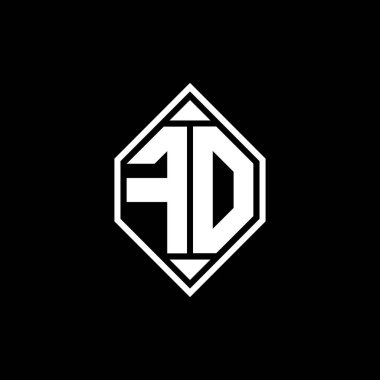 Gemoteric çizgisi olan FO Monogram logo harfi izole arkaplanda yuvarlak biçim tasarımı, harf monogramı