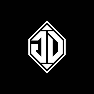 Gemoteric çizgisi olan GD monogram logo harfi izole arkaplanda yuvarlak biçim tasarımı, silinmiş harf monogramı