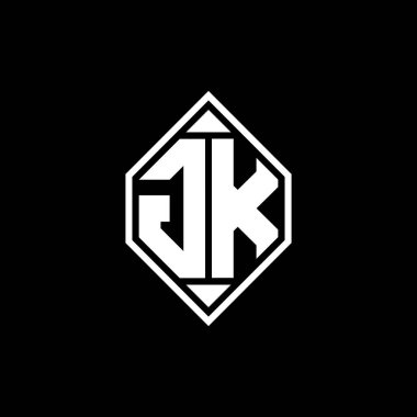 Gemoteric çizgisi ile GK Monogram logo harfi izole arkaplanda yuvarlak biçim tasarımı, silinmiş harf monogramı