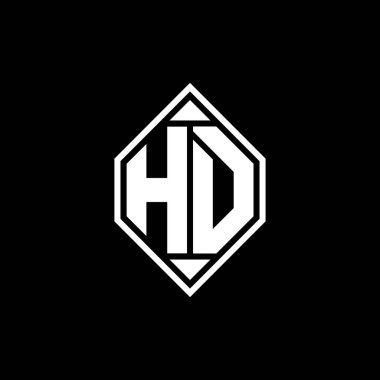 Gemoteric çizgili HD monogram logo harfi izole arkaplanda yuvarlak biçim tasarımı, silinmiş harf monogramı