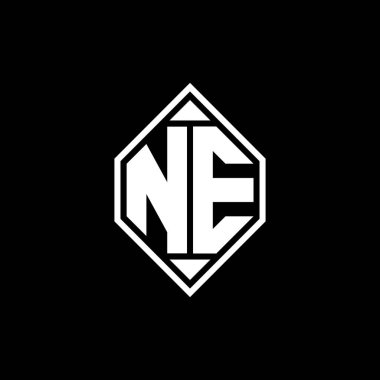 NE Monogram logo harfi Gemoteric çizgisi izole arkaplanda yuvarlak şekil tasarımı, harf monogramı