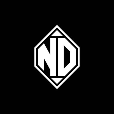 Gemoteric çizgisi olan HAYIR monogram logo harfi izole arkaplanda yuvarlak biçim tasarımı, silinmiş harf monogramı