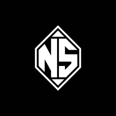 Gemoteric çizgisi ile NS Monogram logo harfi izole arkaplanda yuvarlak biçim tasarımı, silinmiş harf monogramı