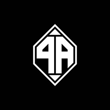 Gemoteric çizgili PA Monogram logo harfi izole arkaplanda yuvarlak biçim tasarımı, silinmiş harf monogramı