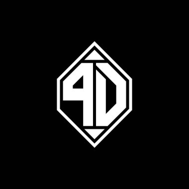 Gemoteric çizgili PD Monogram logo mektubu izole arkaplanda yuvarlak şekil tasarımı, harf monogramı