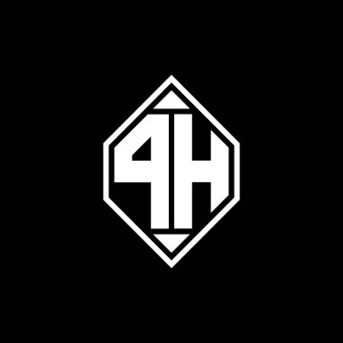 Gemoteric çizgili PH Monogram logo harfi izole arkaplanda yuvarlak biçim tasarımı, silinmiş harf monogramı